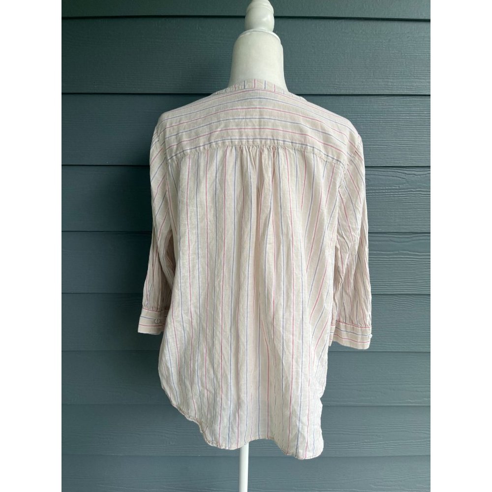 Lane Bryant Striped Button Down Blouse Linen Cotton Blend XL - Picture 5 of 6